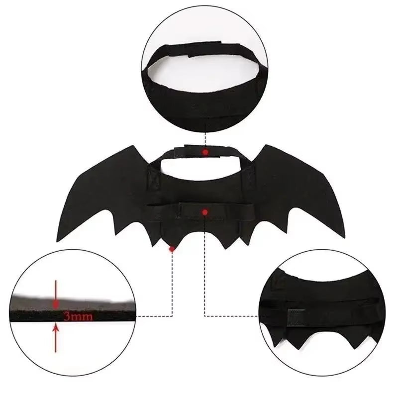 Wholesale Cute Cat Cosplay Costume Black Bat Wings Safety Belt Role Playing Pet Cat Dog Halloween Party Decoration Supplies